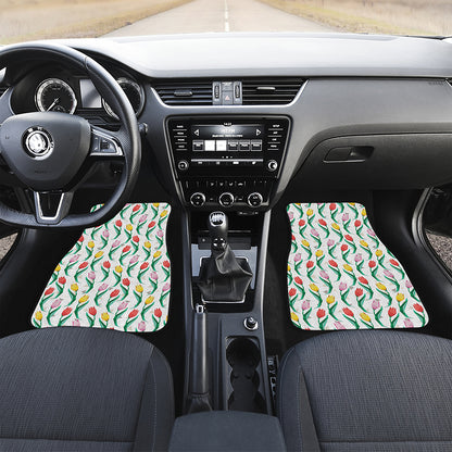 Polygon Tulip Pattern Print Front and Back Car Floor Mats