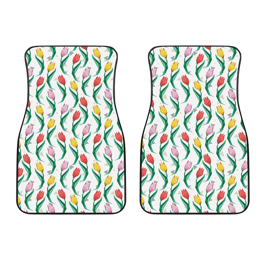 Polygon Tulip Pattern Print Front Car Floor Mats