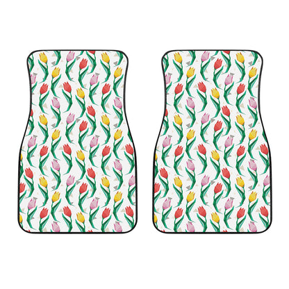 Polygon Tulip Pattern Print Front Car Floor Mats