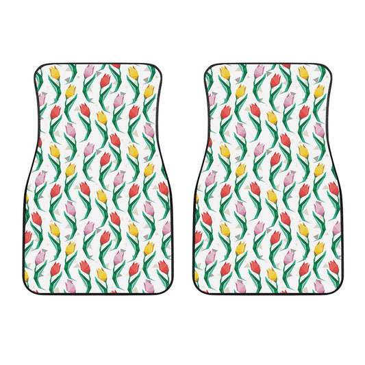 Polygon Tulip Pattern Print Front Car Floor Mats