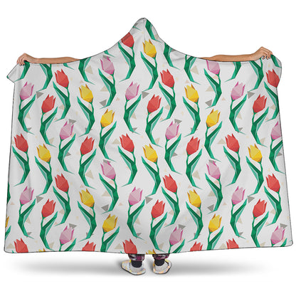 Polygon Tulip Pattern Print Hooded Blanket