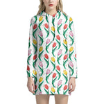 Polygon Tulip Pattern Print Hoodie Dress