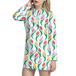 Polygon Tulip Pattern Print Hoodie Dress