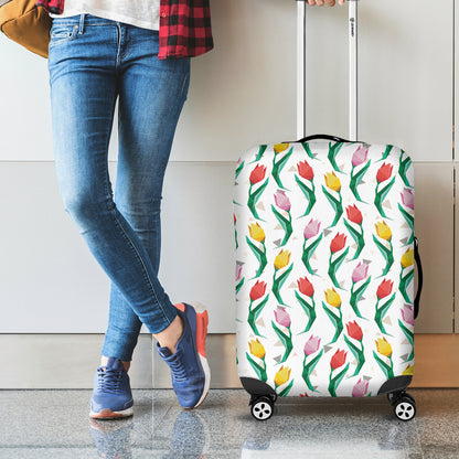 Polygon Tulip Pattern Print Luggage Cover