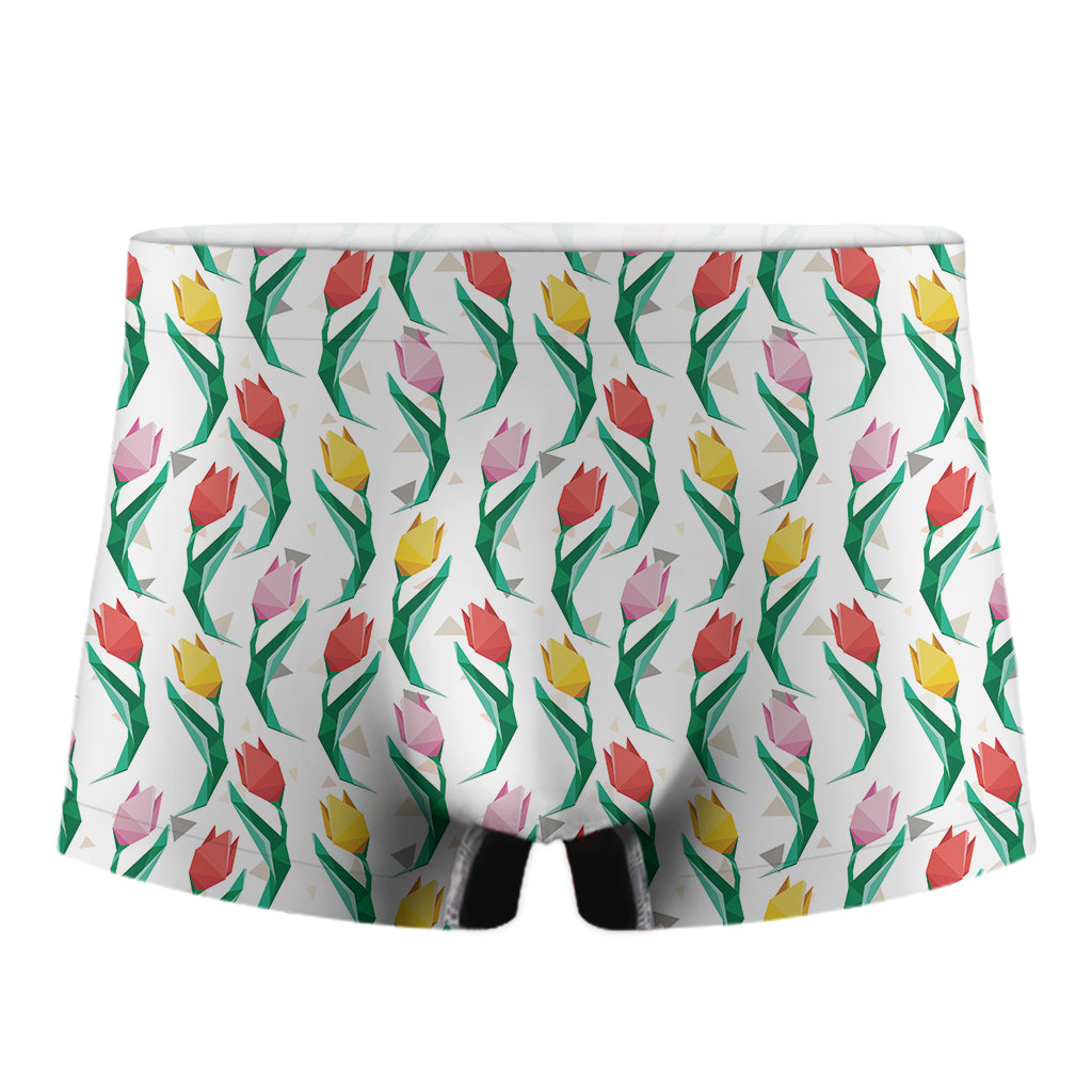 Polygon Tulip Pattern Print Men's Boxer Briefs