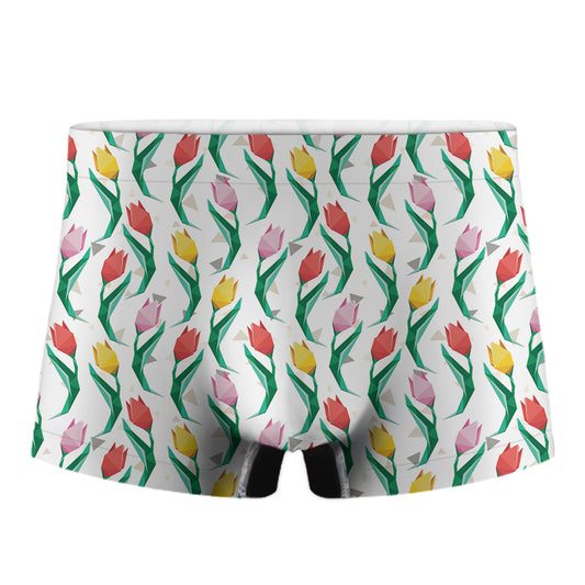 Polygon Tulip Pattern Print Men's Boxer Briefs