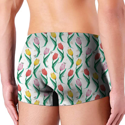 Polygon Tulip Pattern Print Men's Boxer Briefs