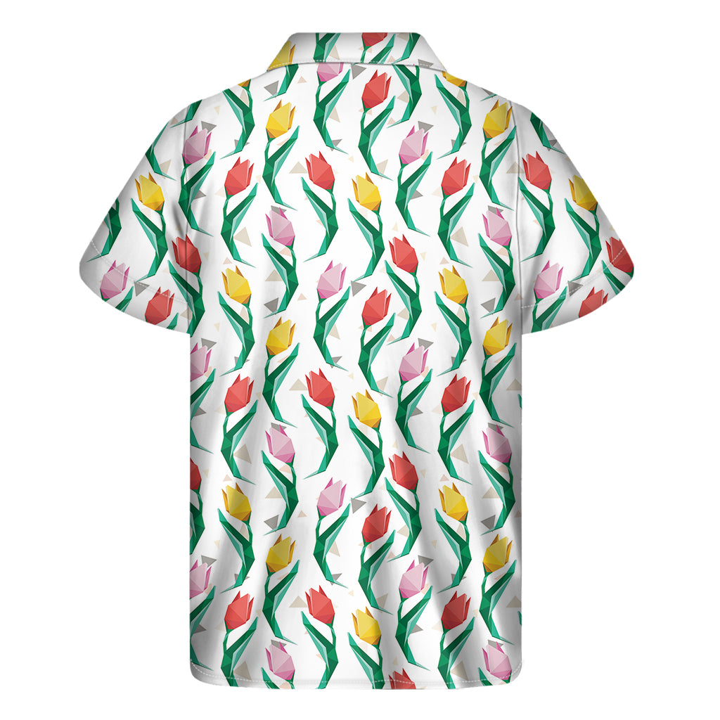 Polygon Tulip Pattern Print Men's Short Sleeve Shirt