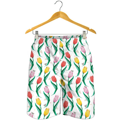 Polygon Tulip Pattern Print Men's Shorts
