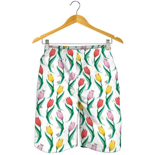 Polygon Tulip Pattern Print Men's Shorts