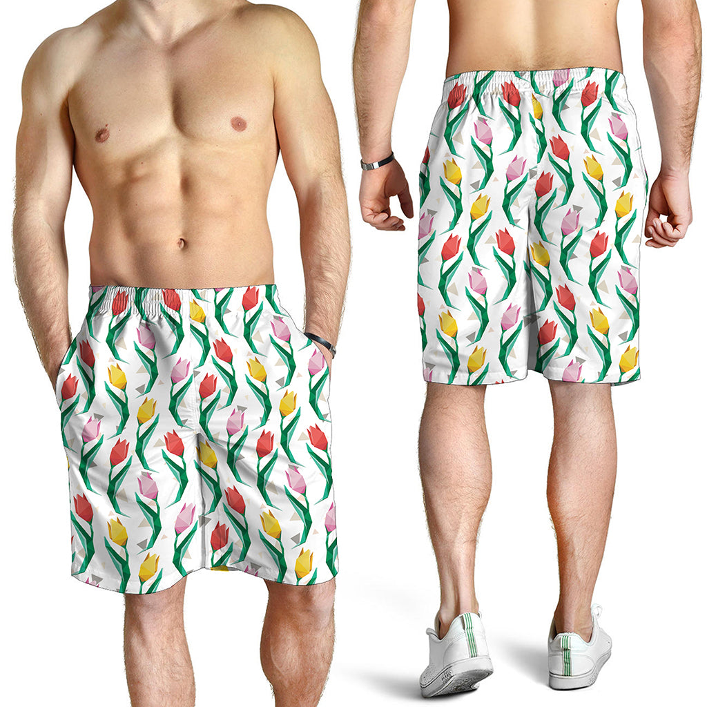 Polygon Tulip Pattern Print Men's Shorts