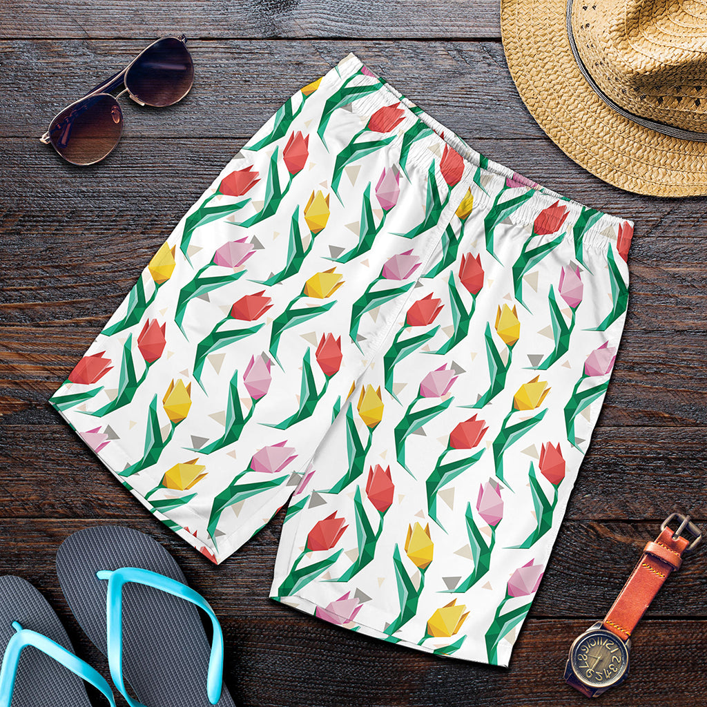 Polygon Tulip Pattern Print Men's Shorts