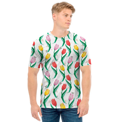 Polygon Tulip Pattern Print Men's T-Shirt