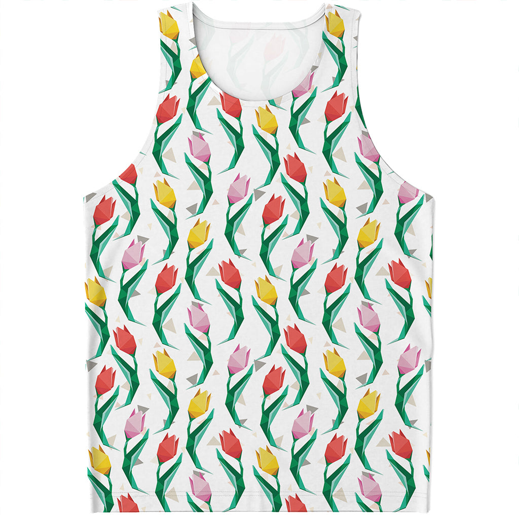 Polygon Tulip Pattern Print Men's Tank Top