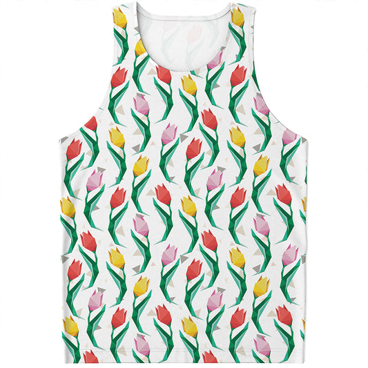 Polygon Tulip Pattern Print Men's Tank Top
