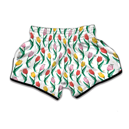 Polygon Tulip Pattern Print Muay Thai Boxing Shorts