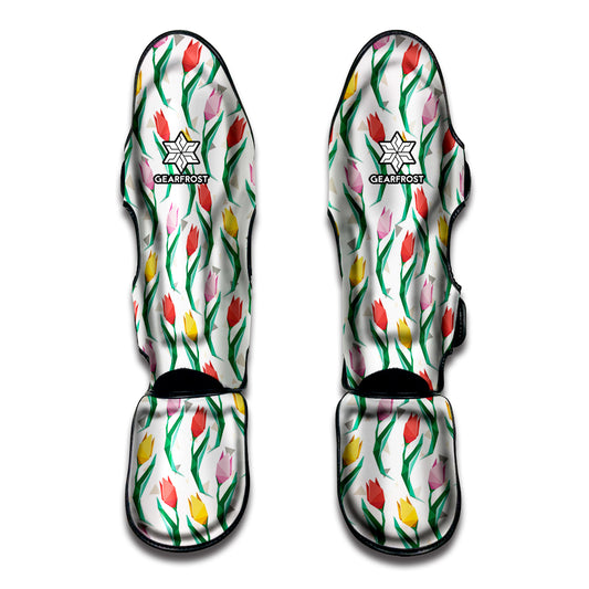 Polygon Tulip Pattern Print Muay Thai Shin Guard