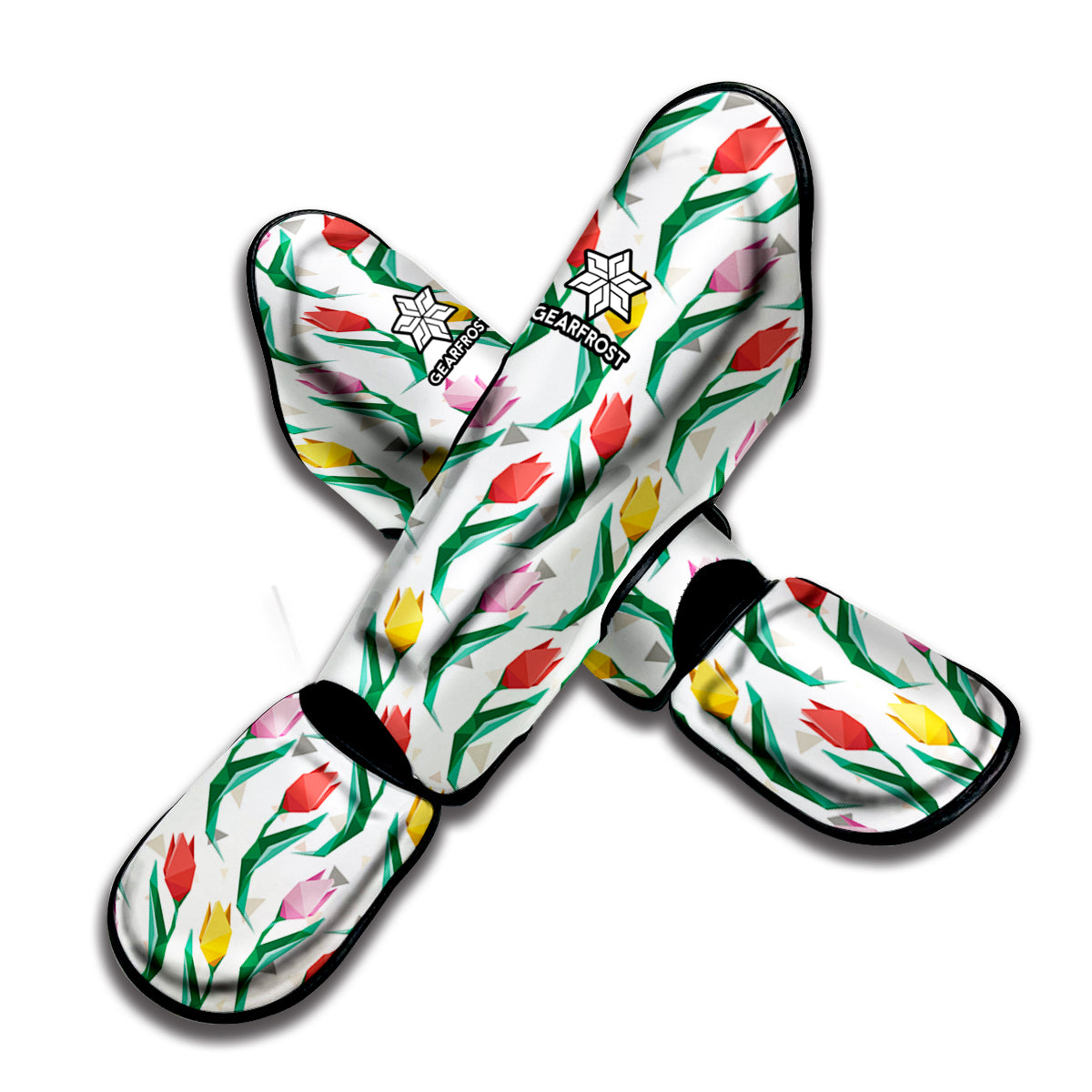 Polygon Tulip Pattern Print Muay Thai Shin Guard