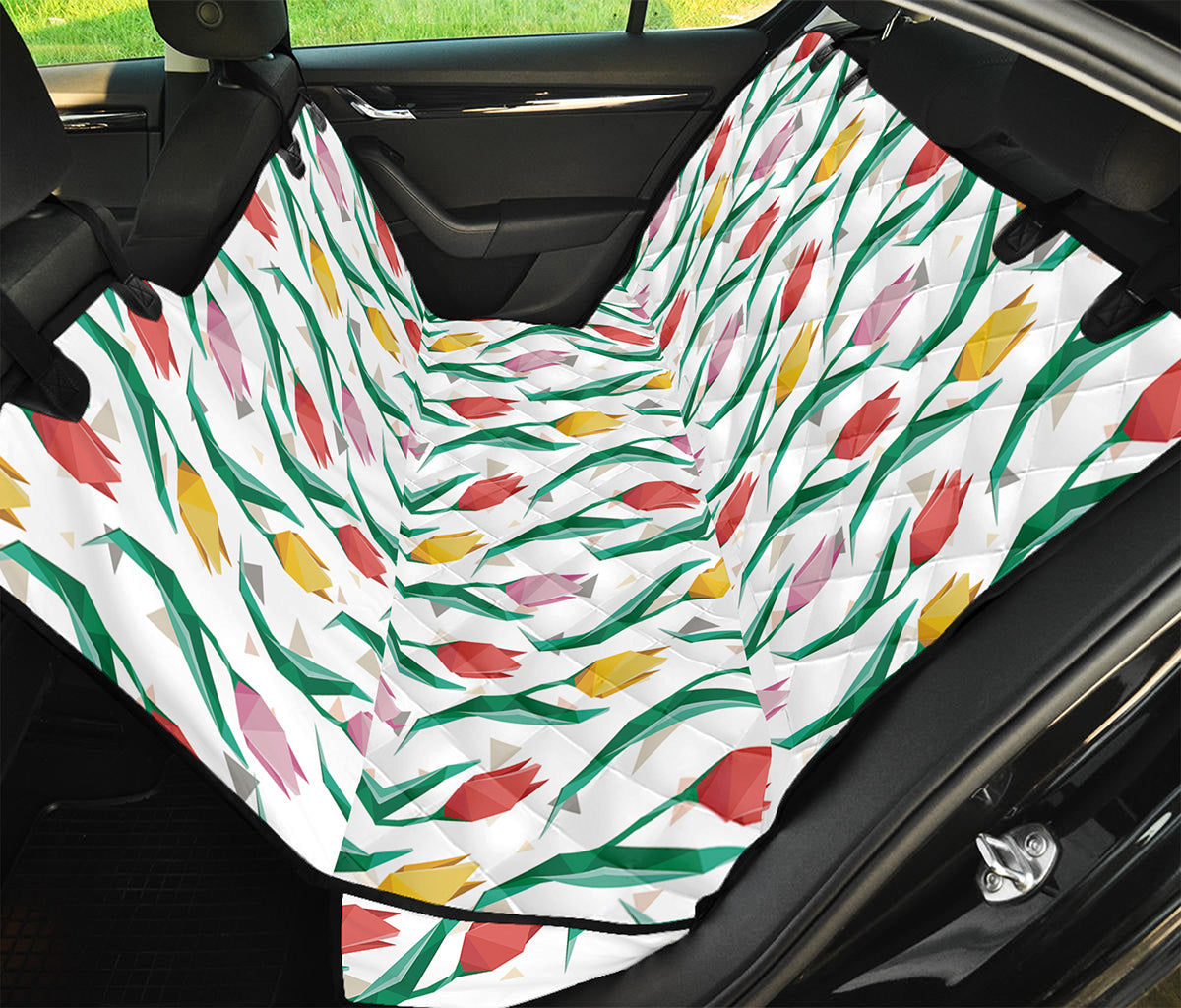 Polygon Tulip Pattern Print Pet Car Back Seat Cover
