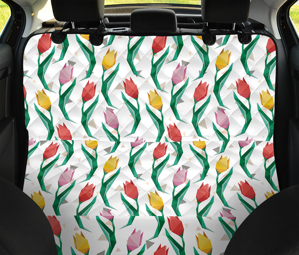 Polygon Tulip Pattern Print Pet Car Back Seat Cover