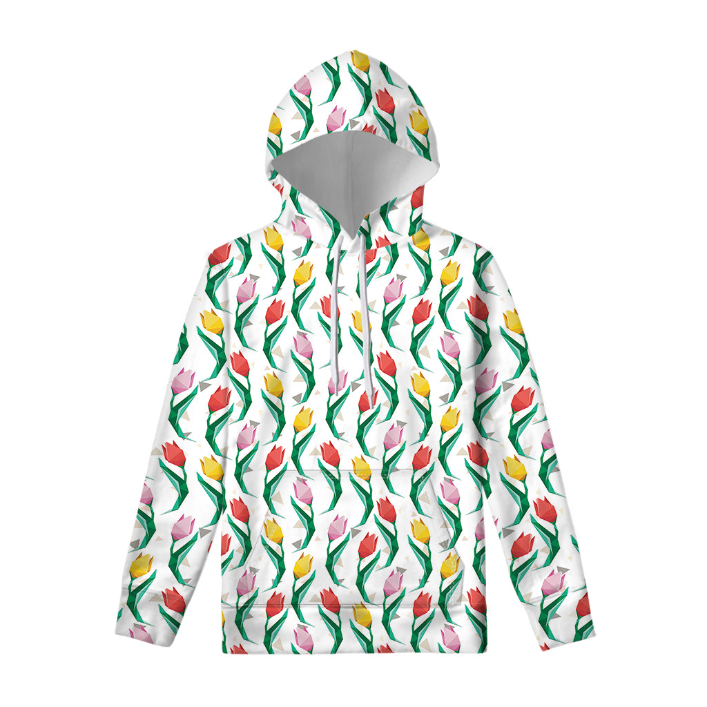 Polygon Tulip Pattern Print Pullover Hoodie
