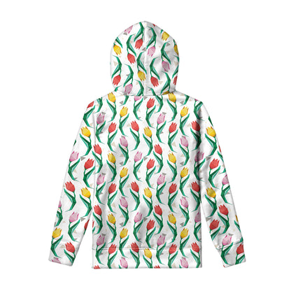 Polygon Tulip Pattern Print Pullover Hoodie