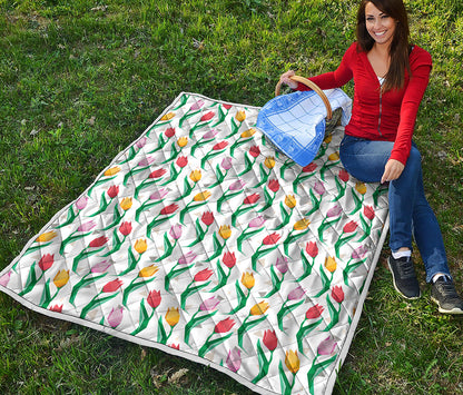 Polygon Tulip Pattern Print Quilt