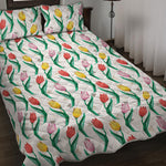 Polygon Tulip Pattern Print Quilt Bed Set
