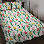 Polygon Tulip Pattern Print Quilt Bed Set