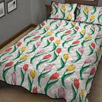 Polygon Tulip Pattern Print Quilt Bed Set