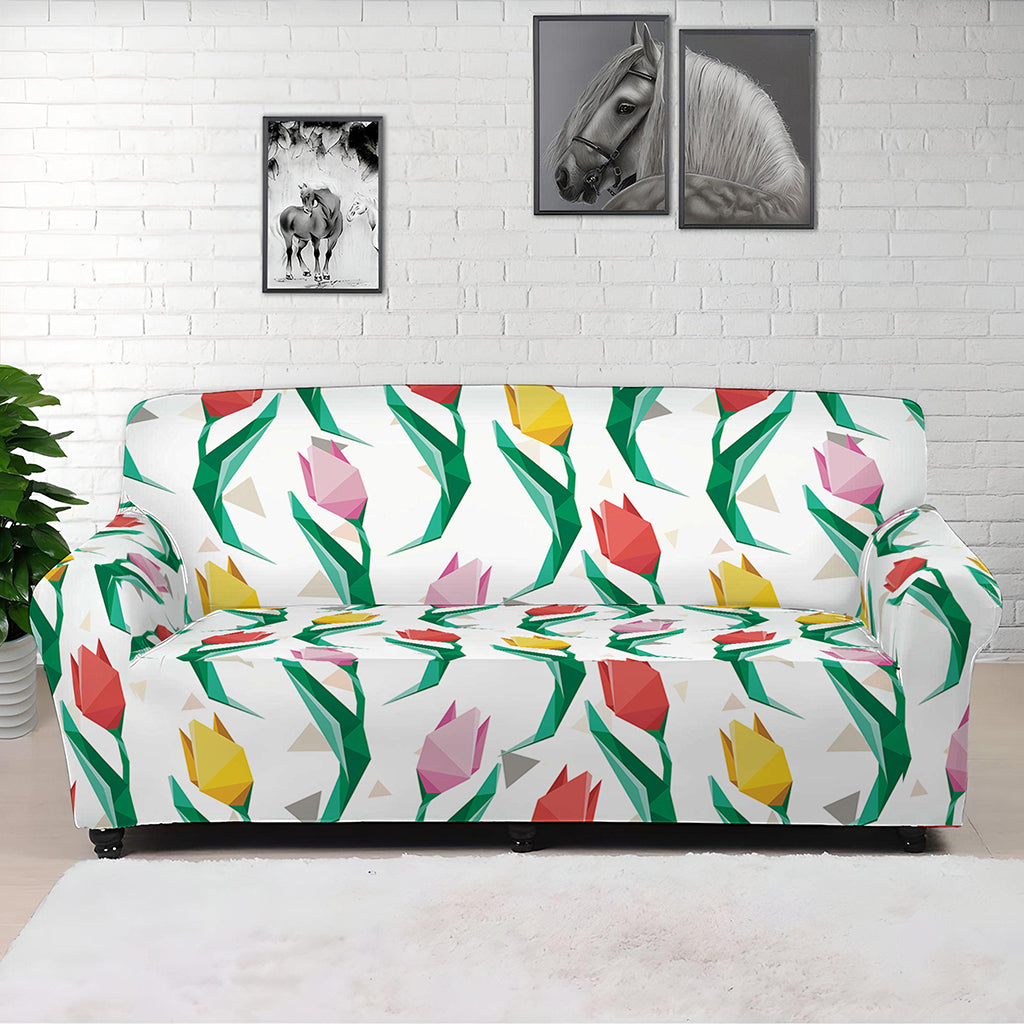 Polygon Tulip Pattern Print Sofa Cover