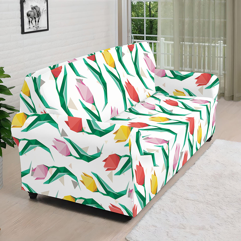 Polygon Tulip Pattern Print Sofa Cover