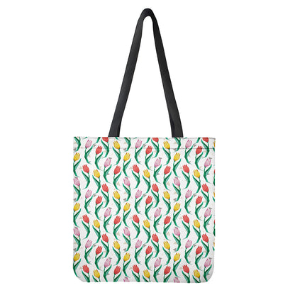 Polygon Tulip Pattern Print Tote Bag