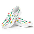 Polygon Tulip Pattern Print White Slip On Sneakers
