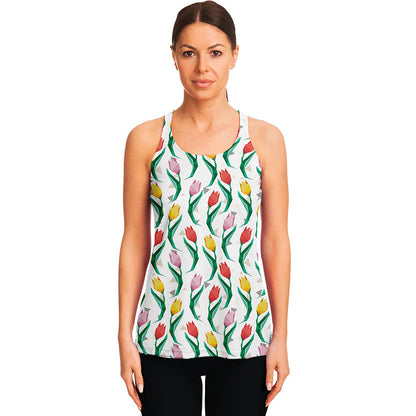 Polygon Tulip Pattern Print Women's Racerback Tank Top