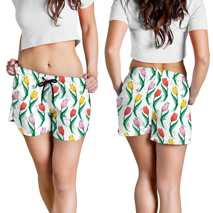 Polygon Tulip Pattern Print Women's Shorts