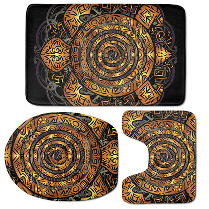Polynesian Sea Turtle Print 3 Piece Bath Mat Set