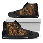 Polynesian Sea Turtle Print Black High Top Shoes