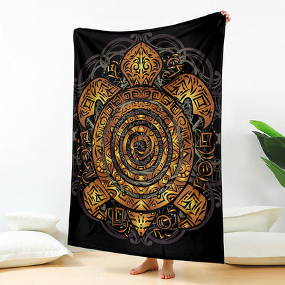 Polynesian Sea Turtle Print Blanket