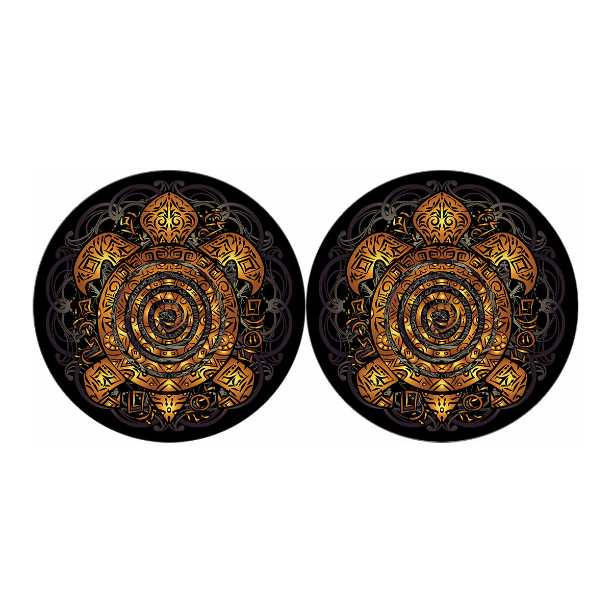 Polynesian Sea Turtle Print Car Coasters