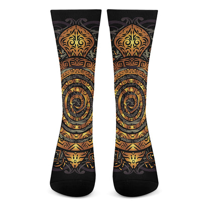 Polynesian Sea Turtle Print Crew Socks