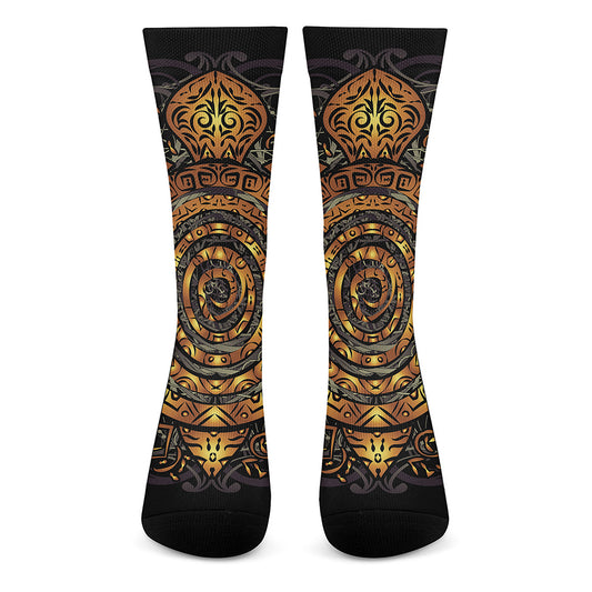 Polynesian Sea Turtle Print Crew Socks