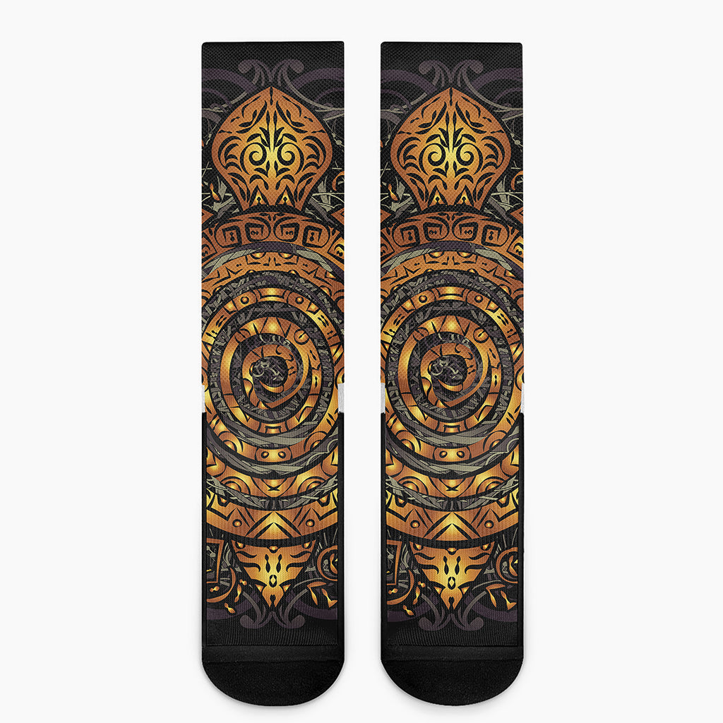 Polynesian Sea Turtle Print Crew Socks