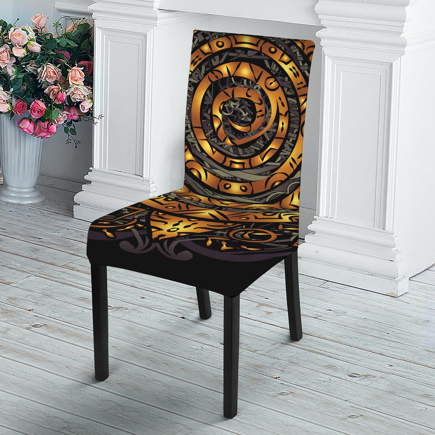 Polynesian Sea Turtle Print Dining Chair Slipcover