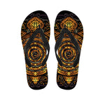 Polynesian Sea Turtle Print Flip Flops