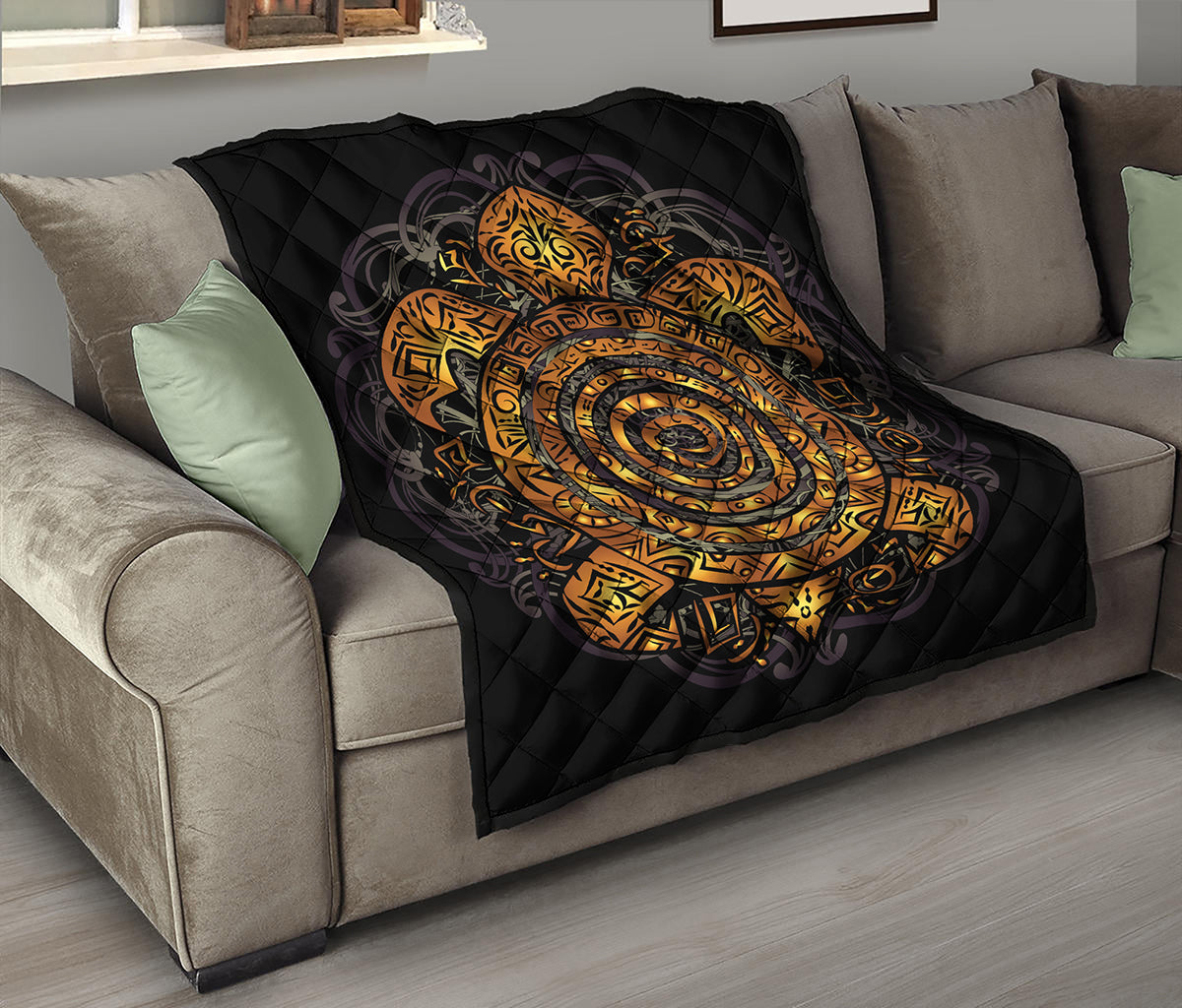 Polynesian Sea Turtle Print Quilt