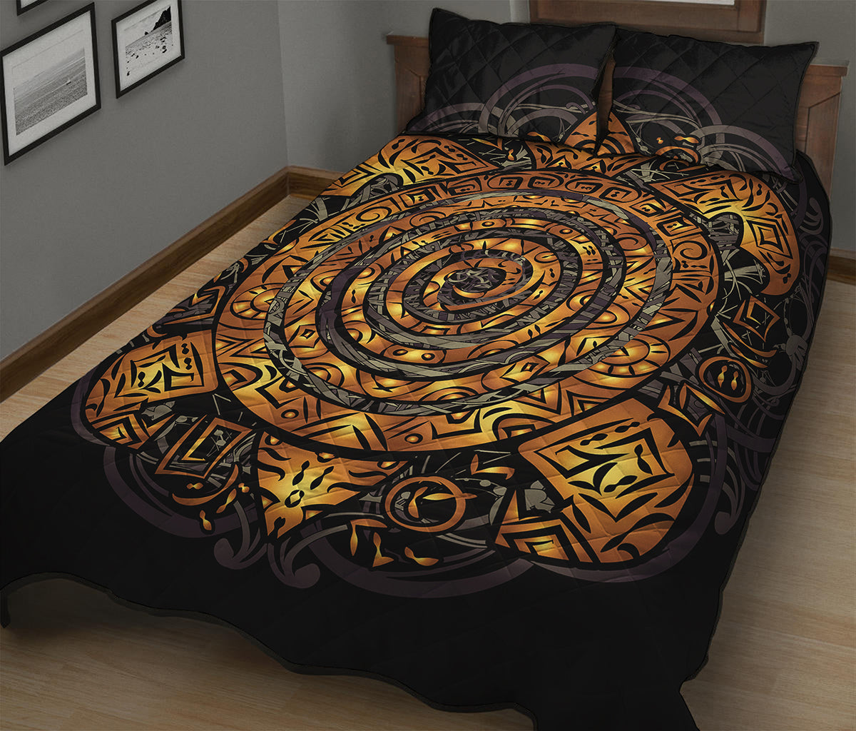 Polynesian Sea Turtle Print Quilt Bed Set