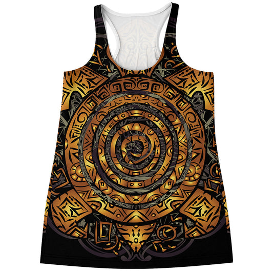 Polynesian Sea Turtle Print Women's Racerback Tank Top