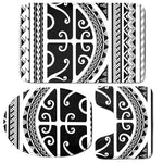 Polynesian Tribal Tattoo Pattern Print 3 Piece Bath Mat Set