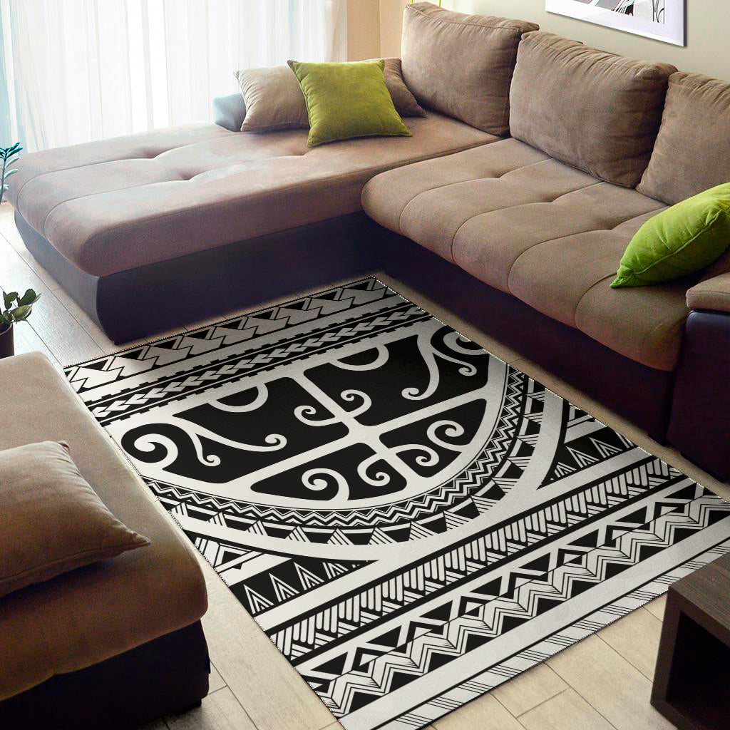 Polynesian Tribal Tattoo Pattern Print Area Rug